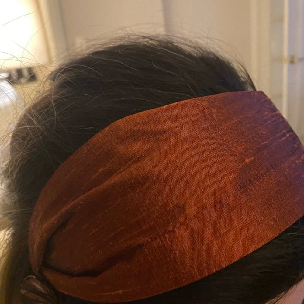 Headband LAVENDER purple color Silk Dupioni - wide. - Picture 12 of 17